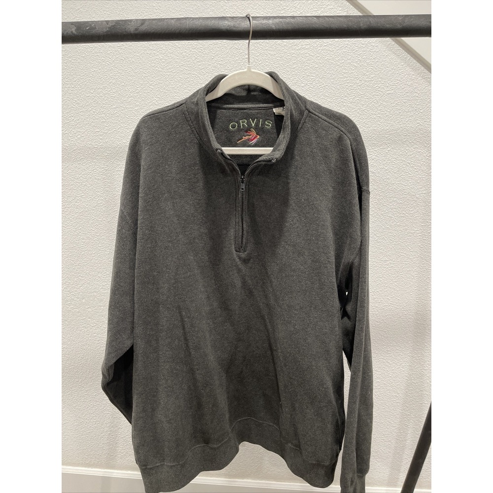 Men's Gray orvis quarter zip‎ pullover Sweater Size  Extra Large  Outdoor